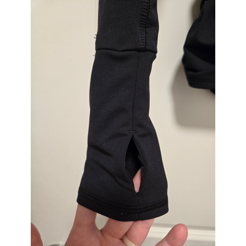 FP Movement Free People Ruched Zip Up Jacket Black Thumbhole Watch Cutout Small - Picture 4 of 8